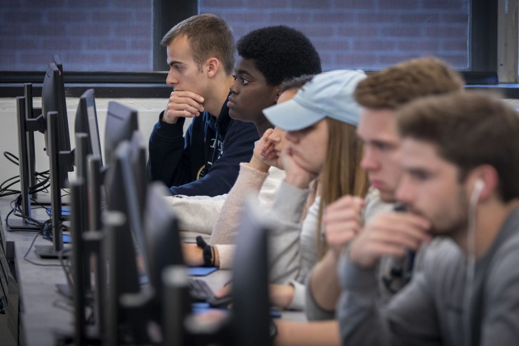 Adriana Turkson ’20 (ENG) during her computer engineering class in the United Technology Engineering Building on Sept. 19, 2019. (Sean Flynn/UConn Photo)